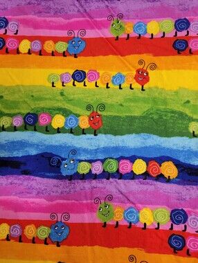 Timeless Treasures Fabrics Colorful Rainbow Caterpillar Sewing Fabric (1526)